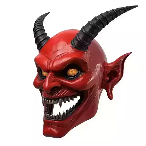 Classic Red Devil Mask 3D Model Horror Costume Prop