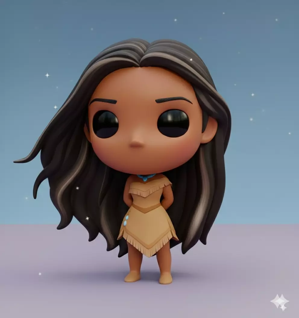Pocahontas Kawaii Chibi Princess of Nature 3D STL File 3D print model_0