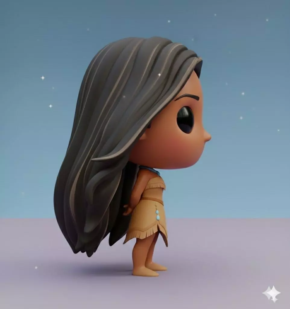 Pocahontas Kawaii Chibi Princess of Nature 3D STL File 3D print model_2