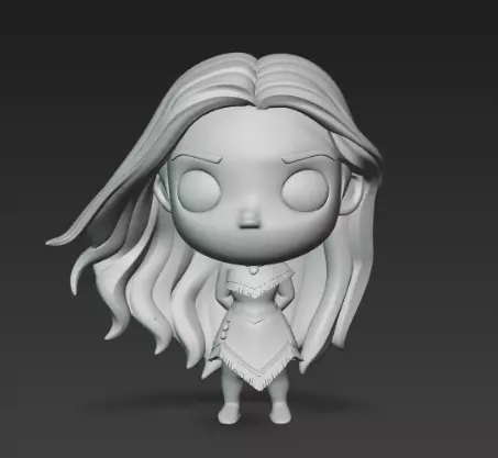 Pocahontas Kawaii Chibi Princess of Nature 3D STL File 3D print model_1