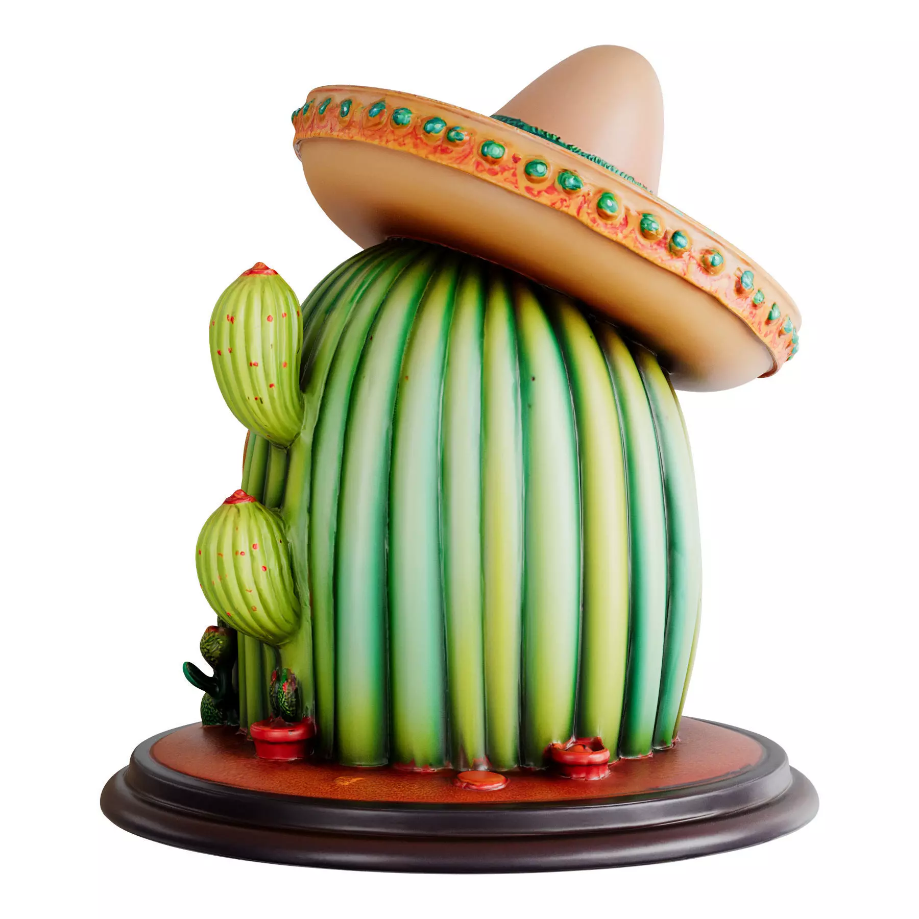 Fantasy Decorative Cactus House 3d print and game ready Low-poly 3D model_3