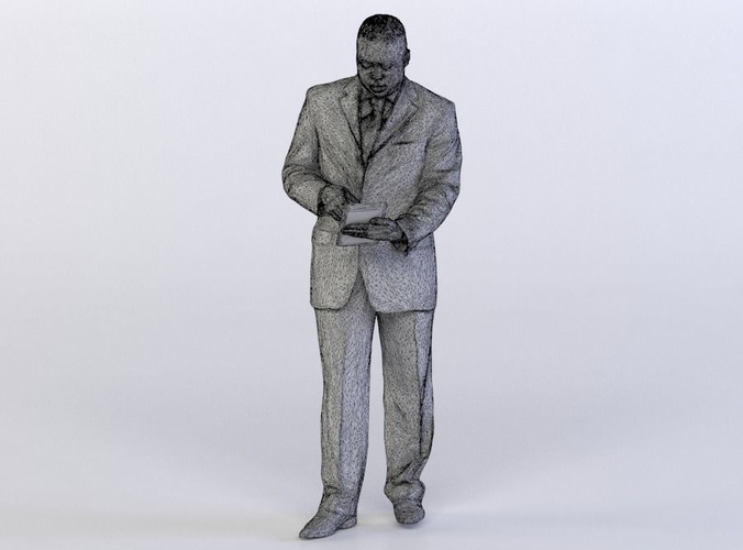 Ray 0317 Man in a suit typing on a tablet