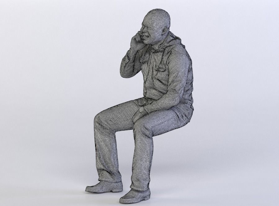 Ray 0175 Man sitting talking on a phone 3D model_4
