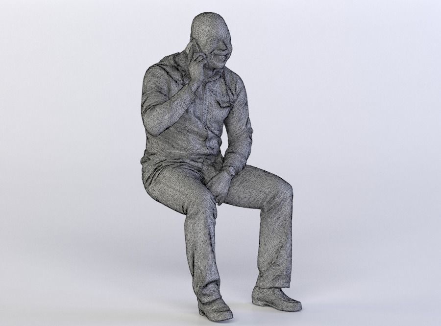 Ray 0175 Man sitting talking on a phone 3D model_7