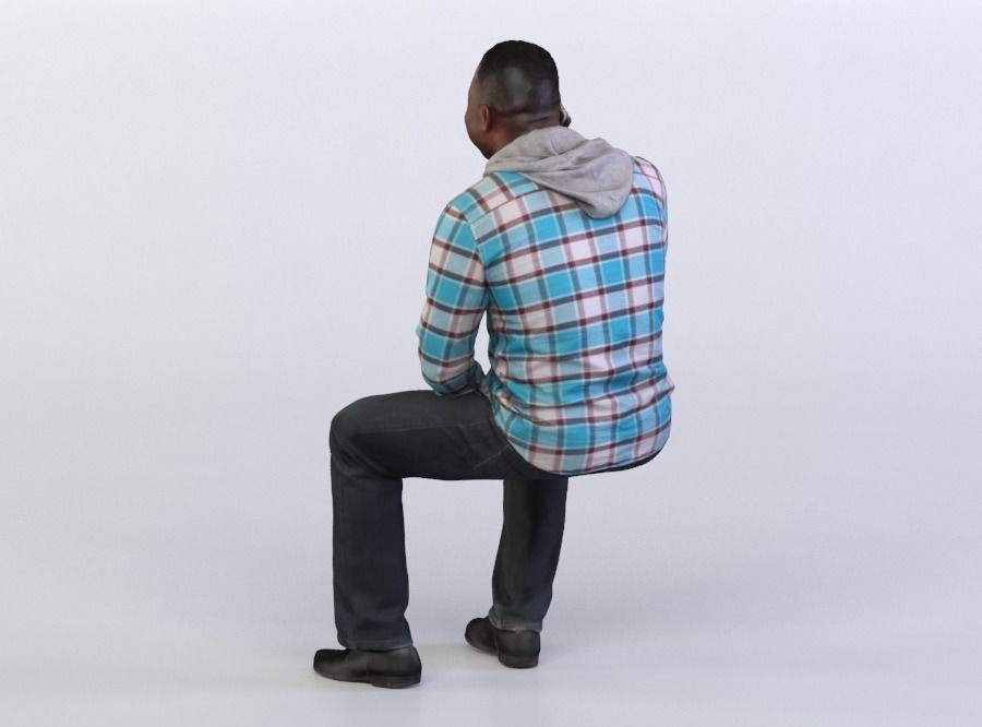 Ray 0175 Man sitting talking on a phone 3D model_1