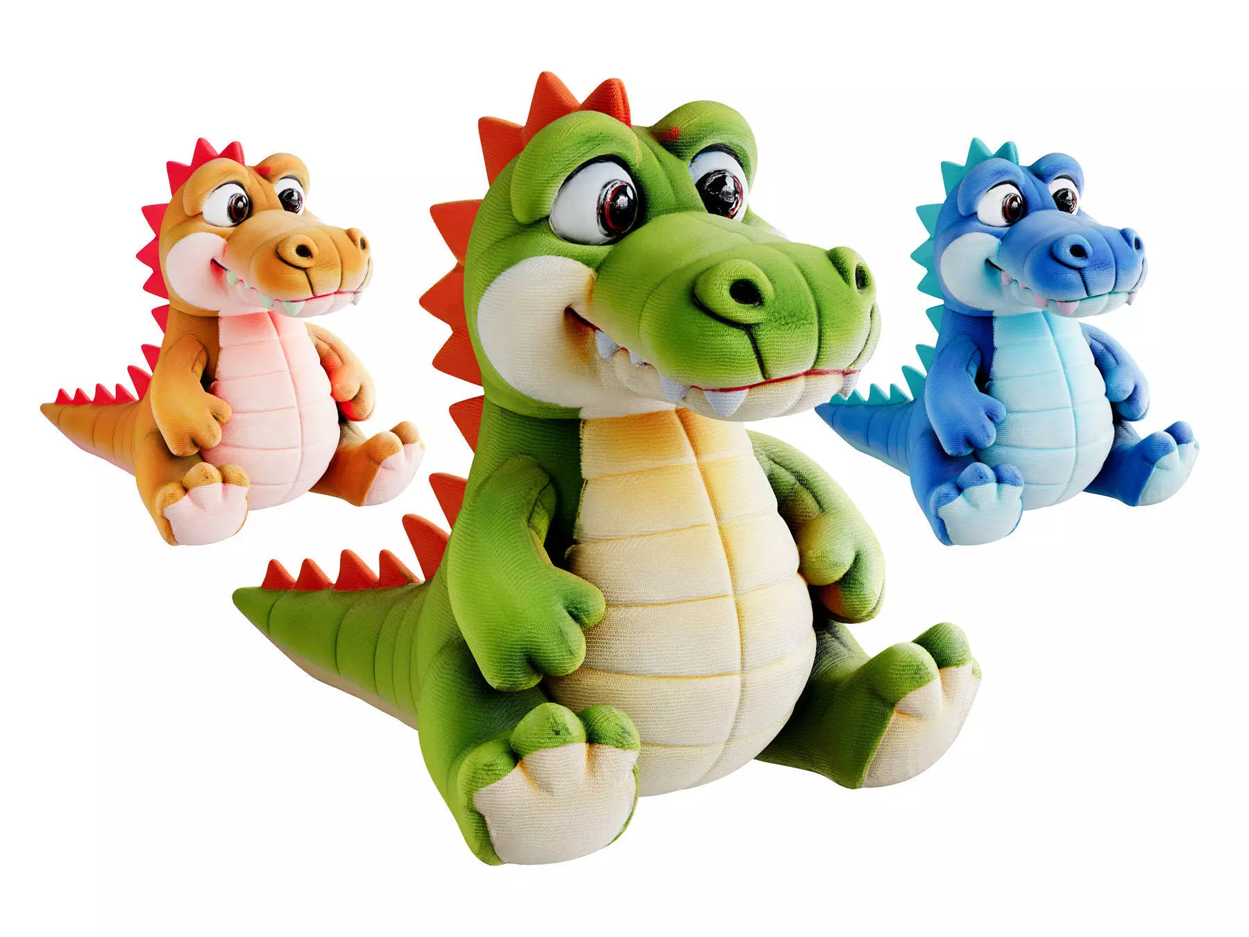 Cute Plush Alligator Toy 3D model