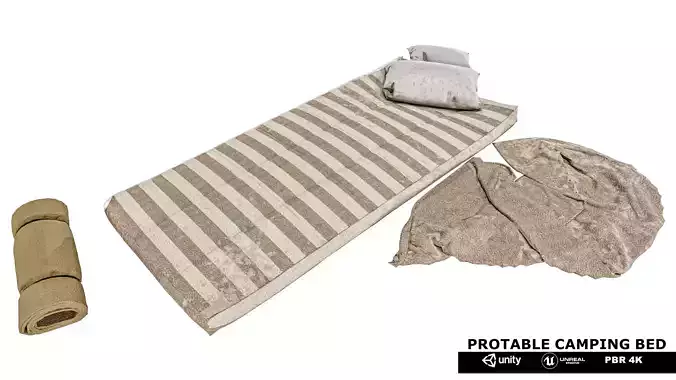 Protable Camping Bed Low-poly 3D model