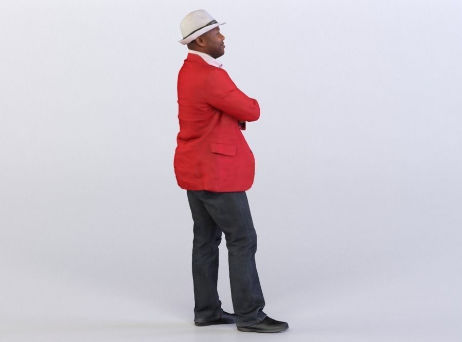 Ray 0135 Man in a red jacket and a hat 3D model_3