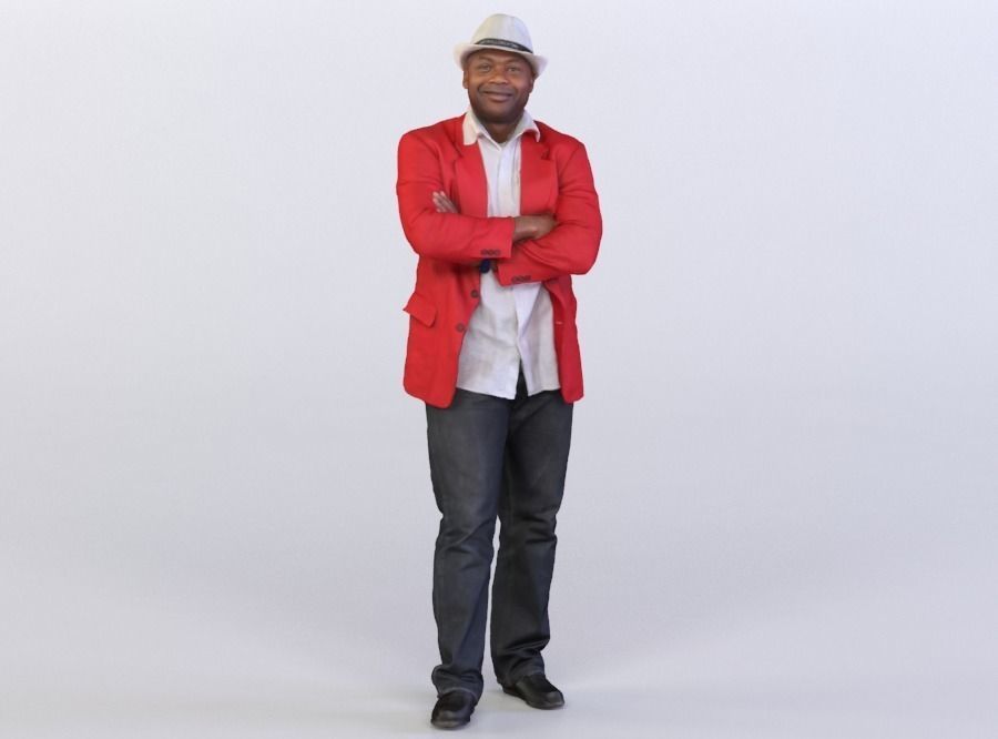 Ray 0135 Man in a red jacket and a hat 3D model_0