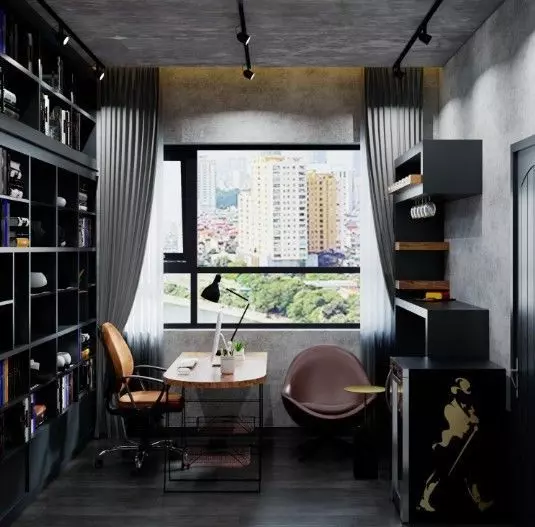 Bedroom and Office Interior Model 3D model_2