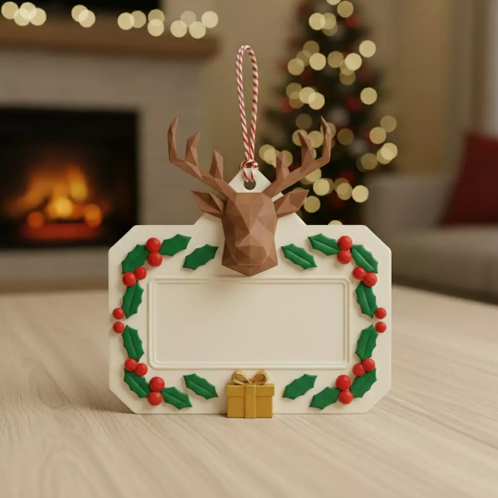 Christmas Moose Head Name Tag 3D print model_0