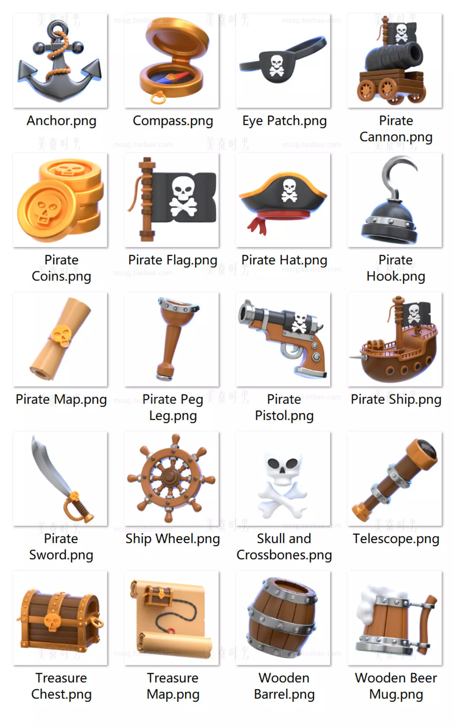 Fantasy Pirate Model with 20 Pirate Elements in C4D FBX OBj 3D model_1