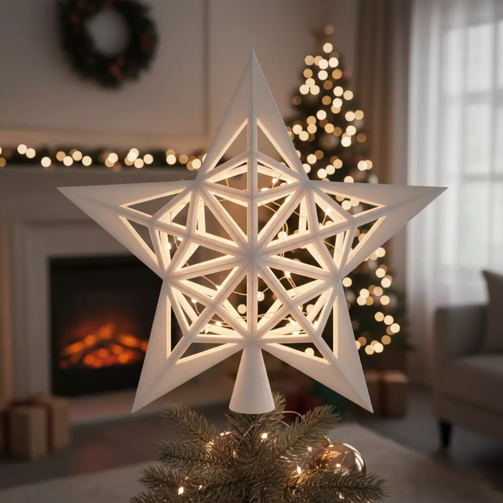 Christmas Mesh Star Ornament 3D Printable Holiday Decoration 3D print model_0
