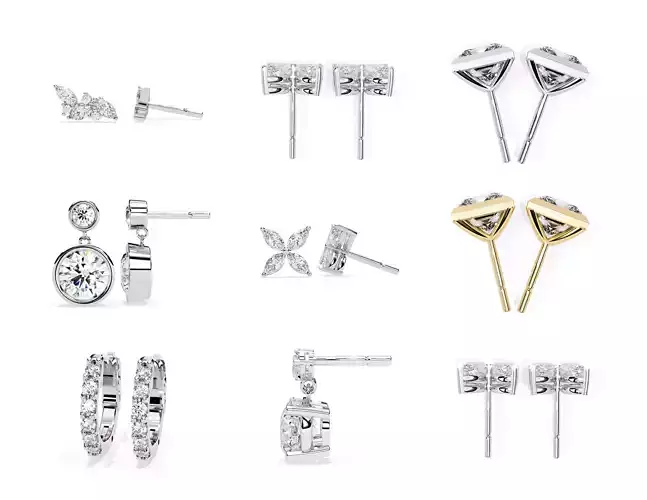 45 Diamond Earring Designs  STL 3DM  Renders