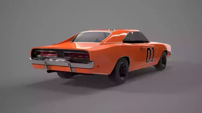 Dodge Charger 1969 General Lee Low-poly 3D model 2