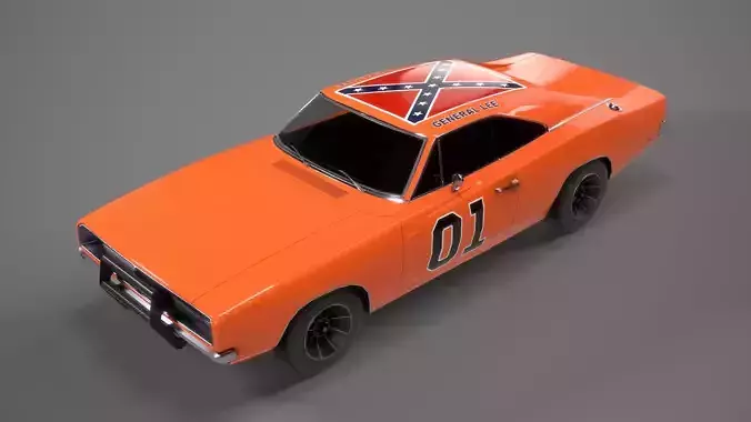Dodge Charger 1969 General Lee Low-poly 3D model 4