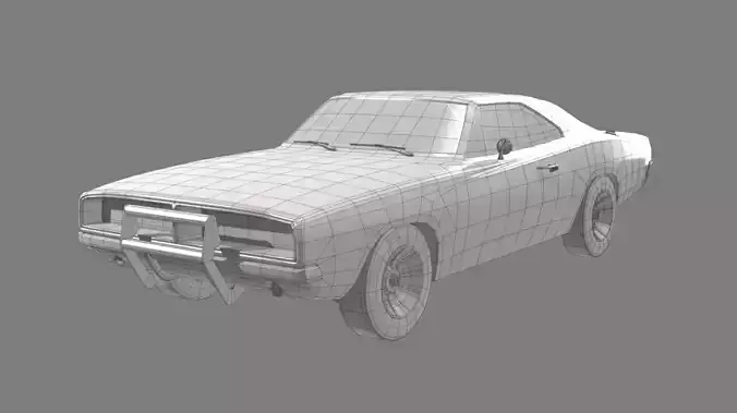 Dodge Charger 1969 General Lee Low-poly 3D model 6