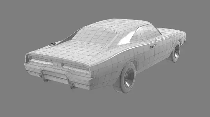 Dodge Charger 1969 General Lee Low-poly 3D model 7