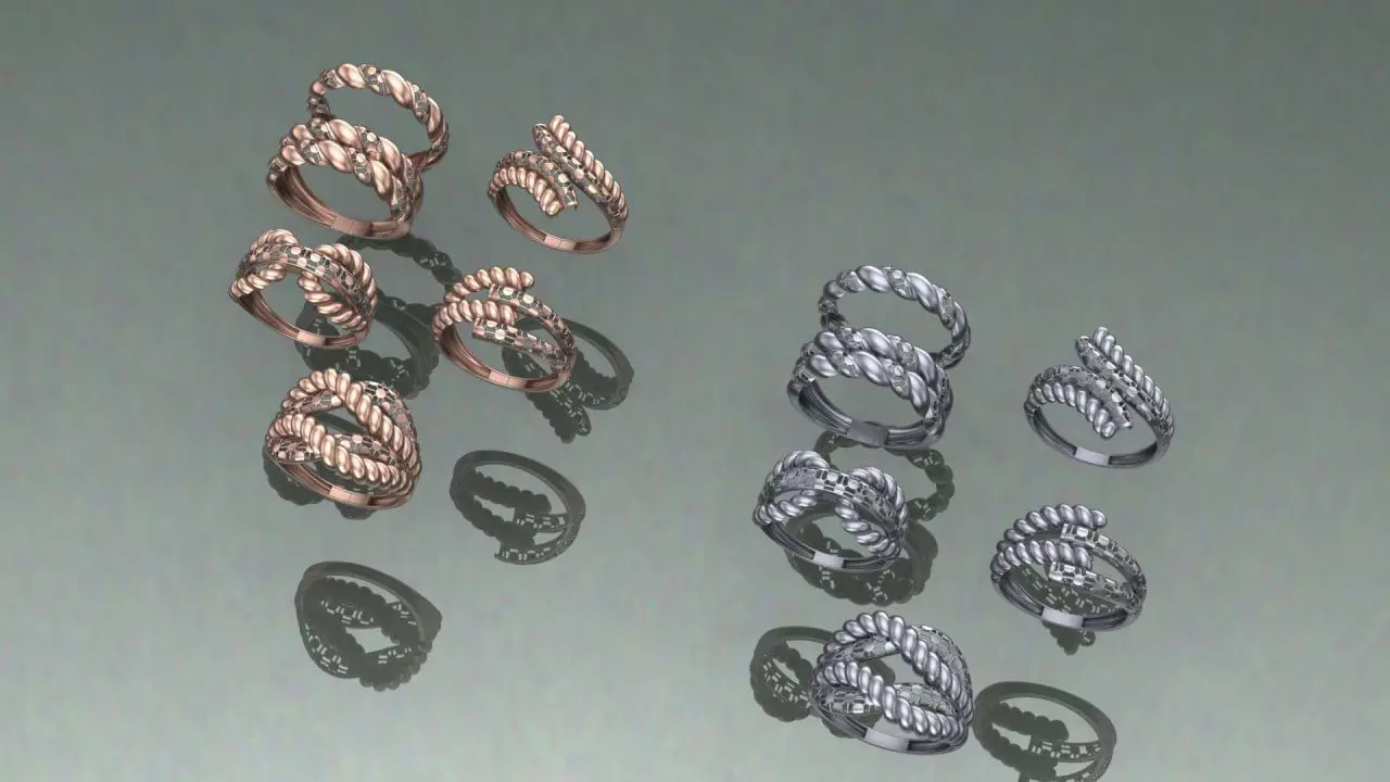 6 fusion cut rings 3D print model_0