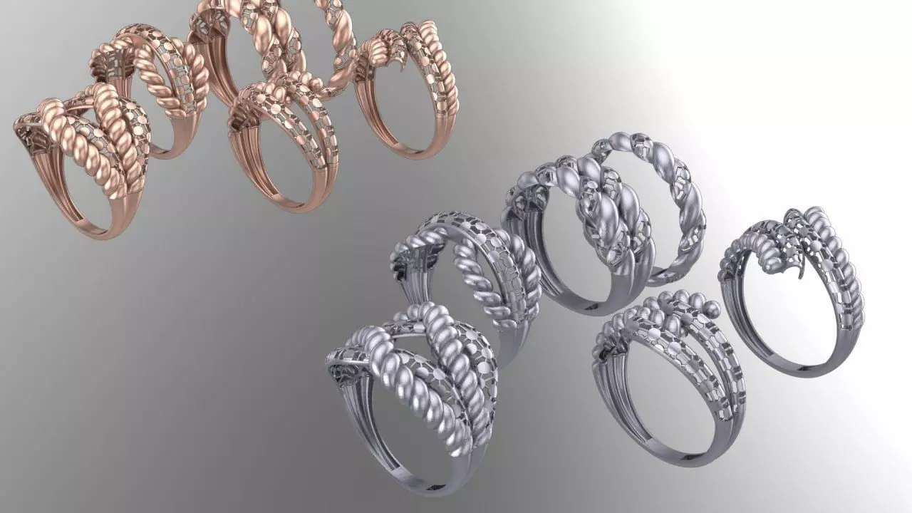 6 fusion cut rings 3D print model_1