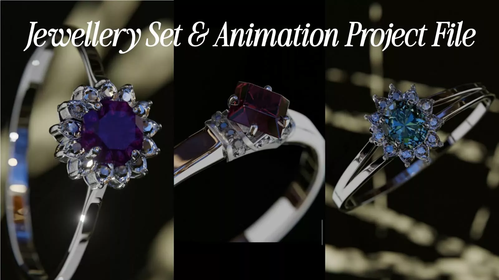 Realistic ring Set and Animated Project files Low-poly 3D model