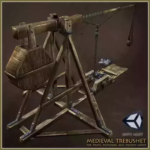 Animated Medieval Trebushet Low-poly 3D model