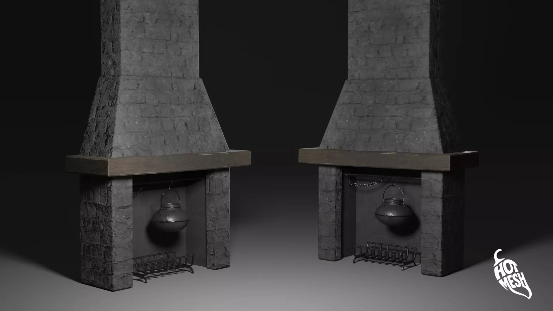 LOW POLY MEDIEVAL FIREPLACE Low-poly 3D model_0