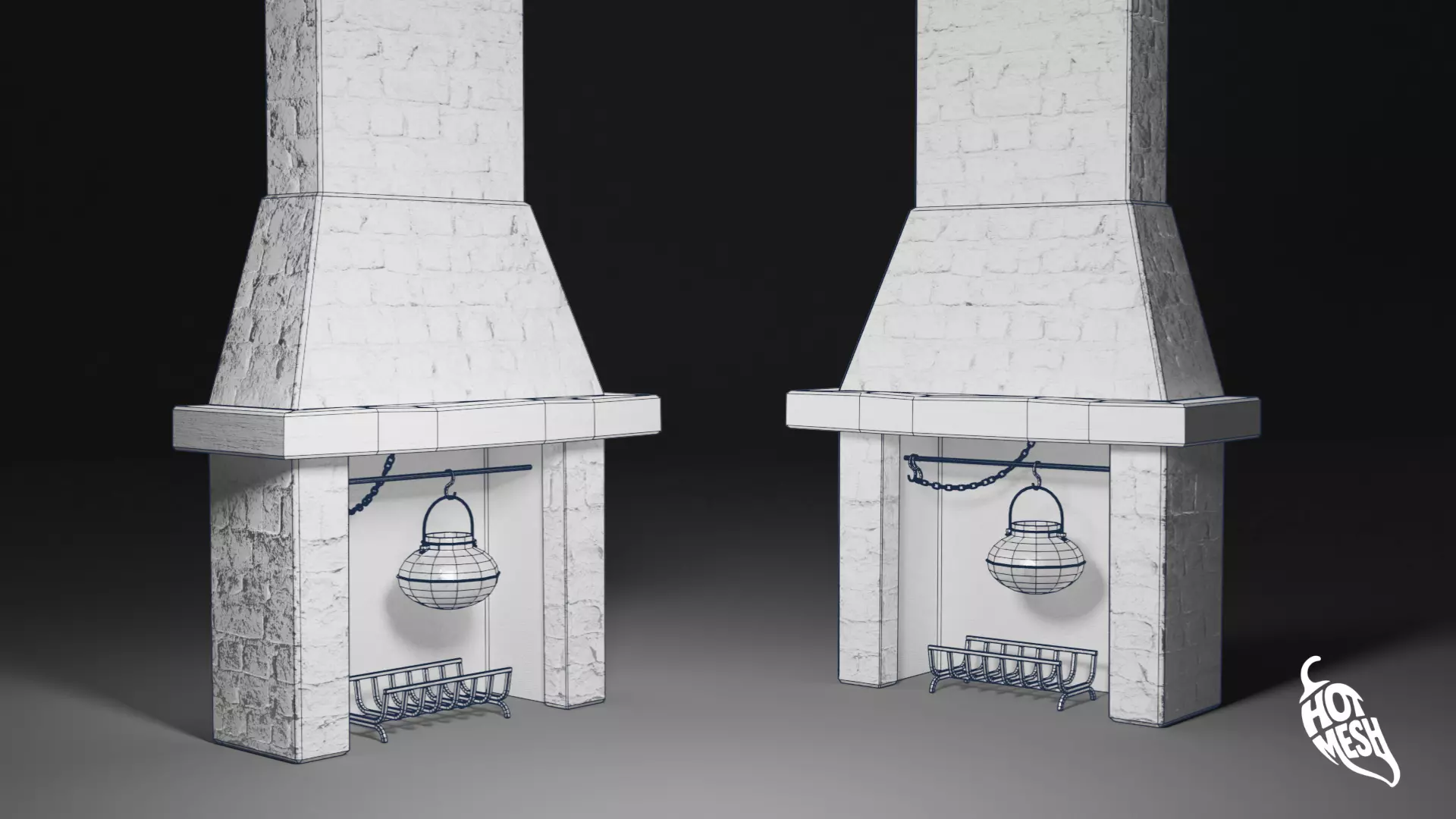 LOW POLY MEDIEVAL FIREPLACE Low-poly 3D model_3