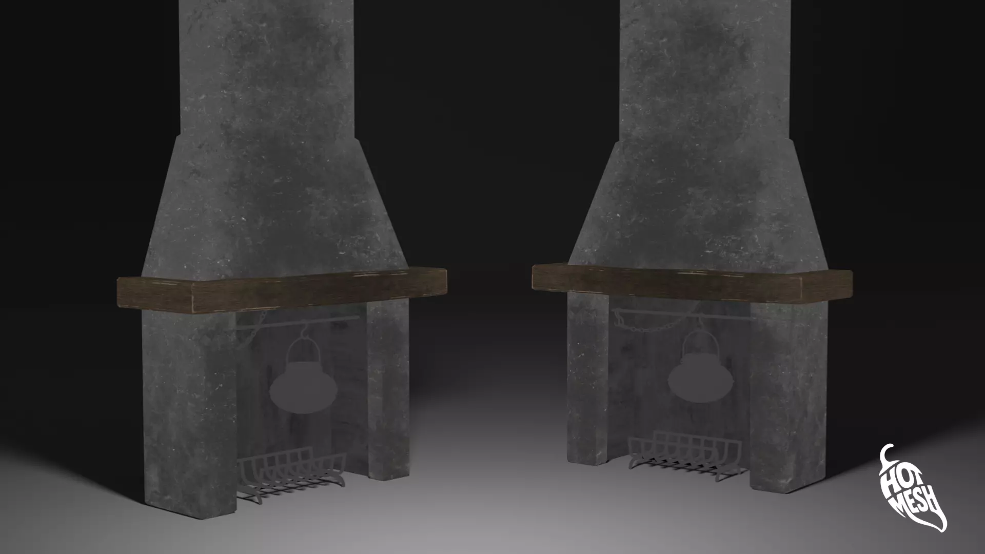 LOW POLY MEDIEVAL FIREPLACE Low-poly 3D model_5