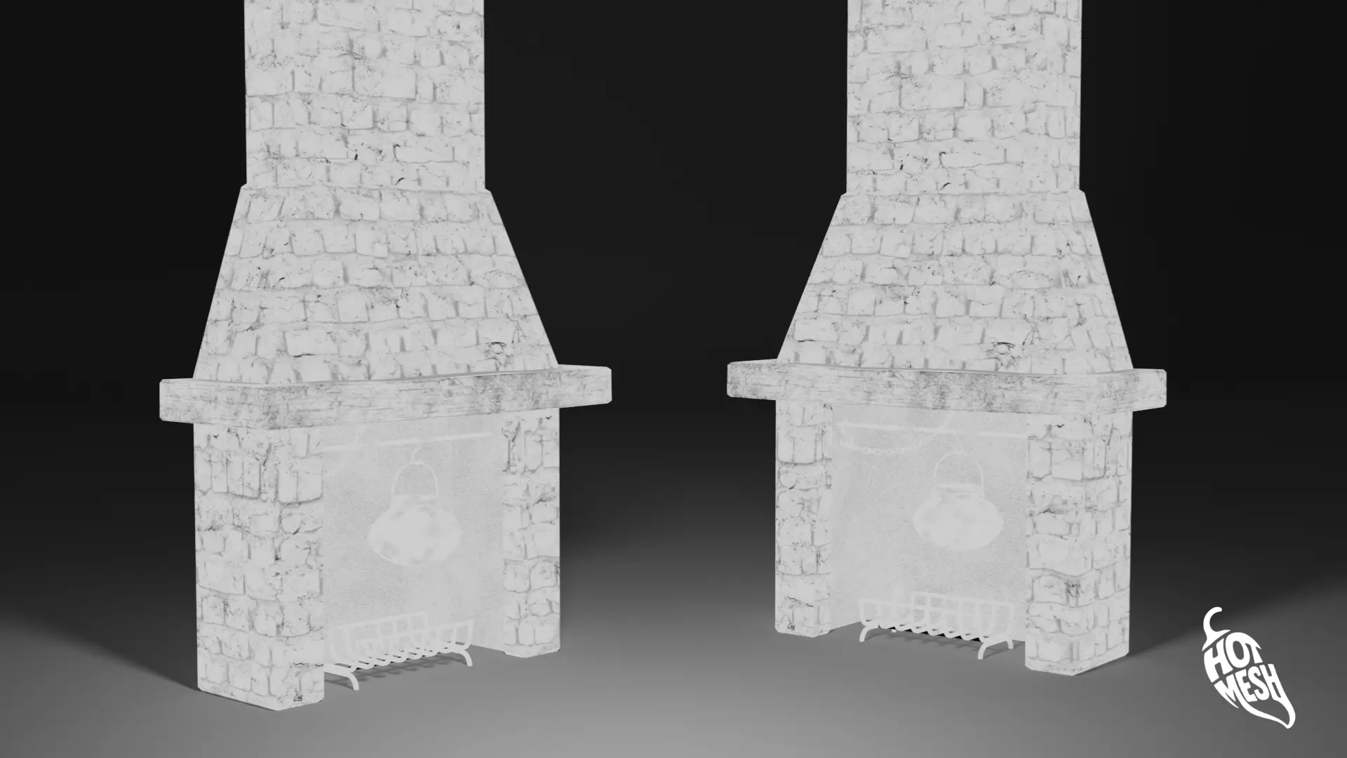 LOW POLY MEDIEVAL FIREPLACE Low-poly 3D model_6