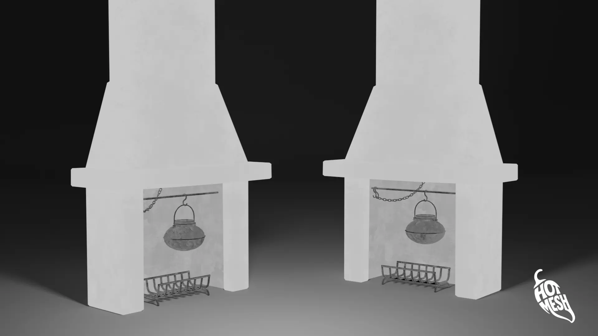 LOW POLY MEDIEVAL FIREPLACE Low-poly 3D model_7