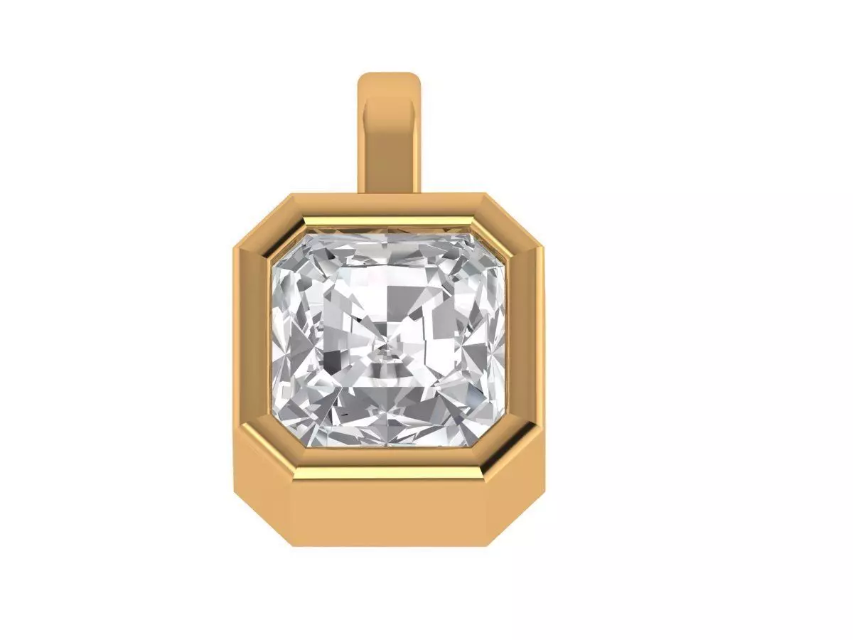 Asscher Solitaire Pendant 3D print model_5