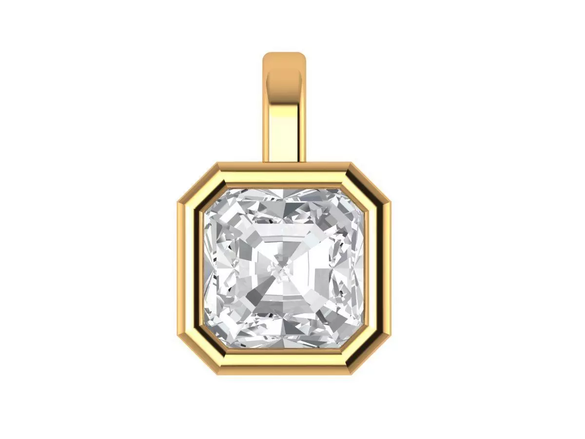 Asscher Solitaire Pendant 3D print model_0
