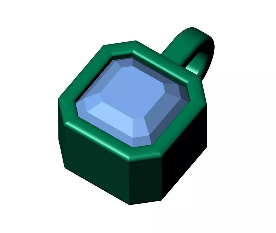 Asscher Solitaire Pendant 3D print model_8