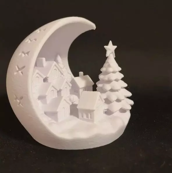 Christmas village with tree 3D print model_1