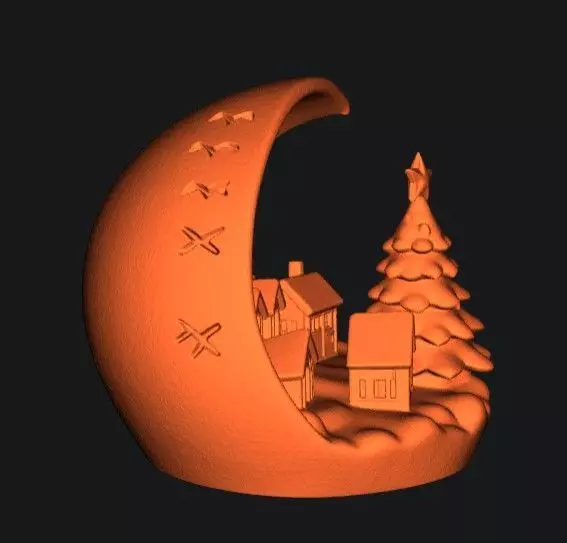 Christmas village with tree 3D print model_15