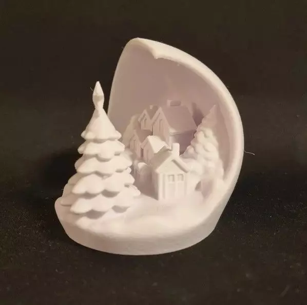 Christmas village with tree 3D print model_11