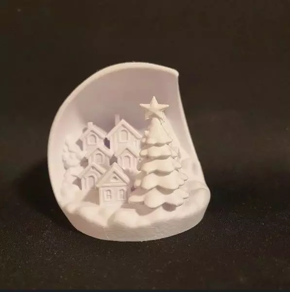 Christmas village with tree 3D print model_4