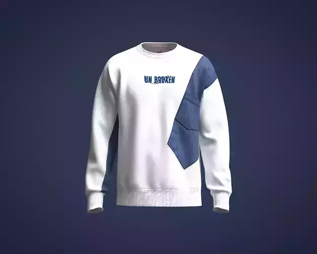 Mens sweatshirt with denim patch and pocket