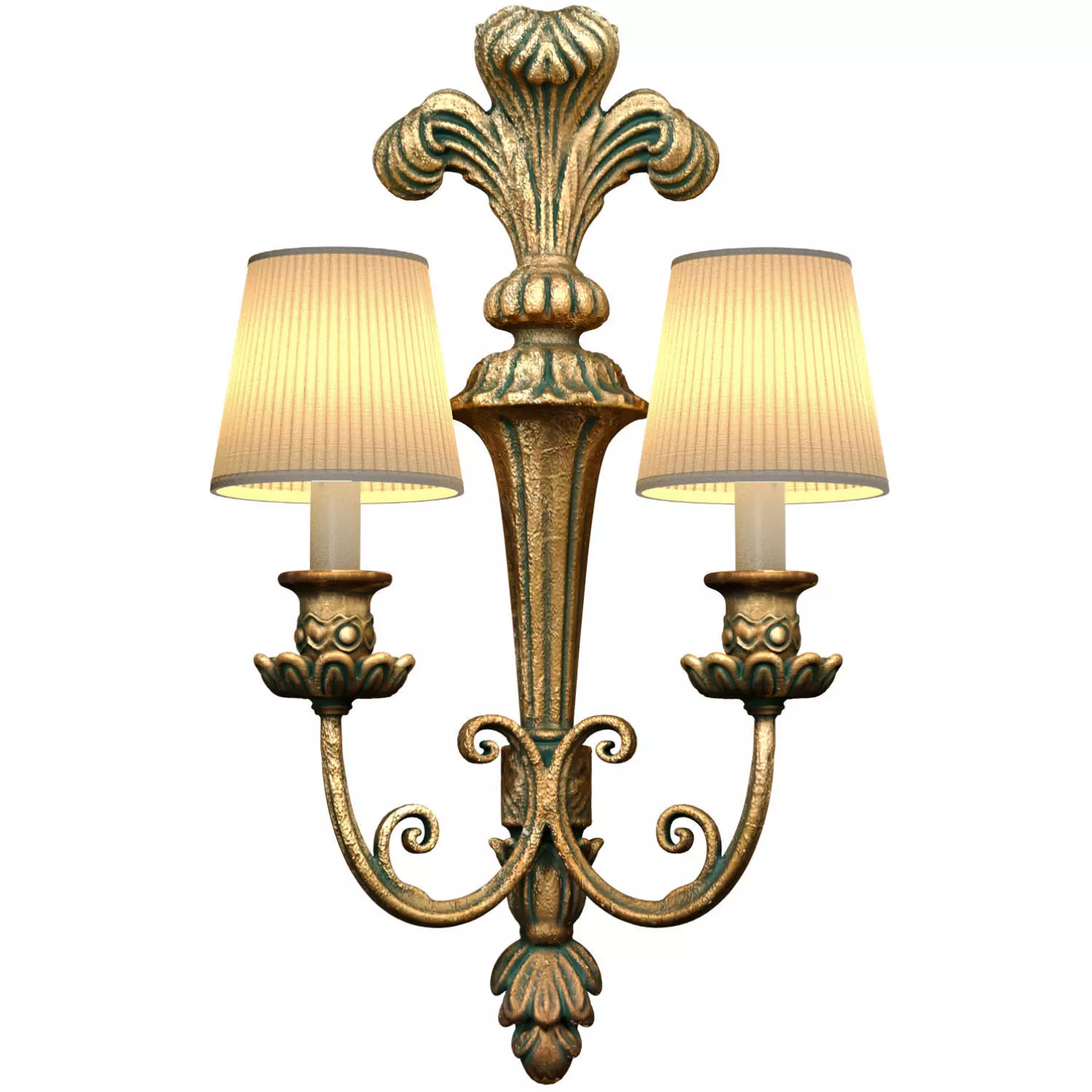 Romantic Bronze Sconce in the Classic Rococo Style Wall Light 3D model_1