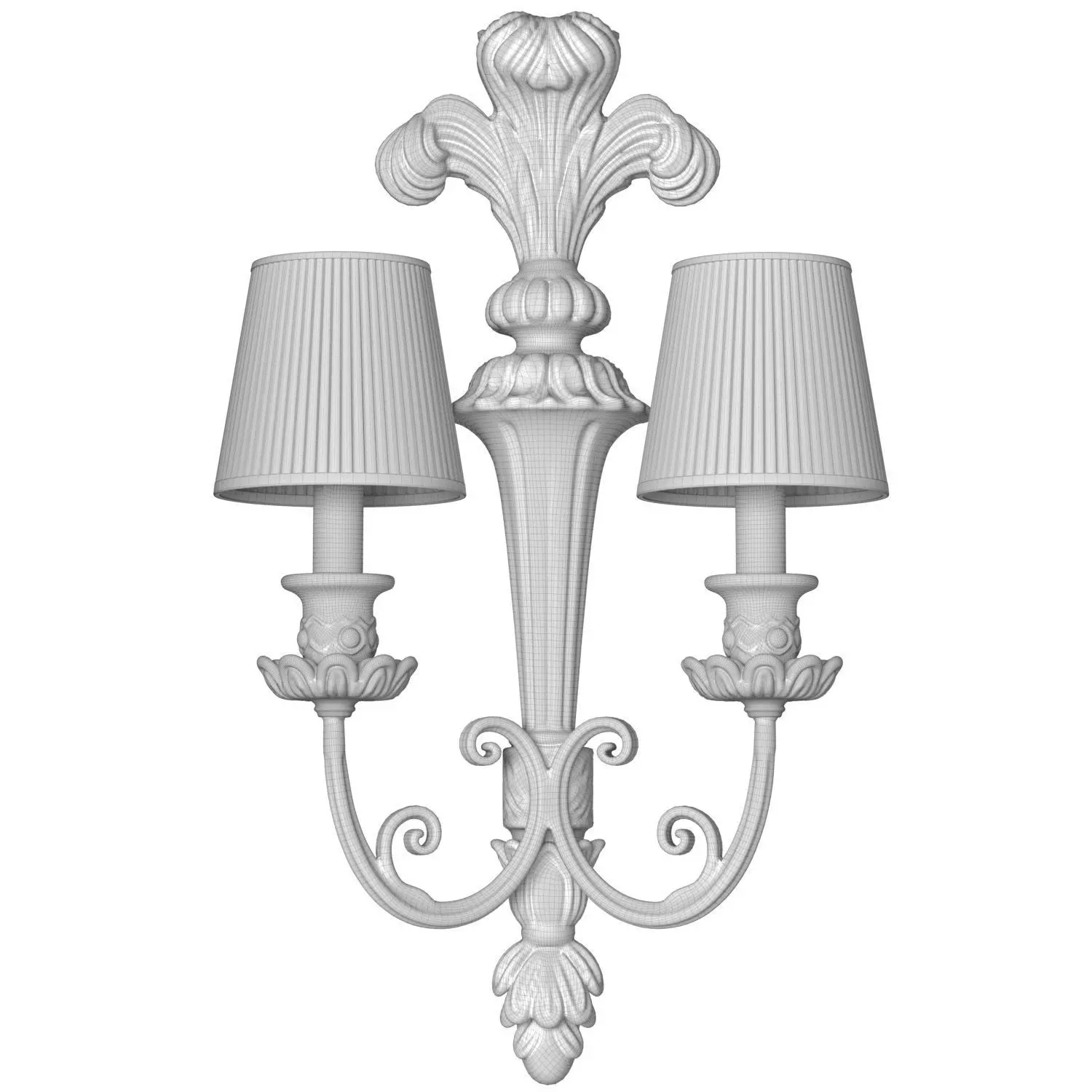 Romantic Bronze Sconce in the Classic Rococo Style Wall Light 3D model_3