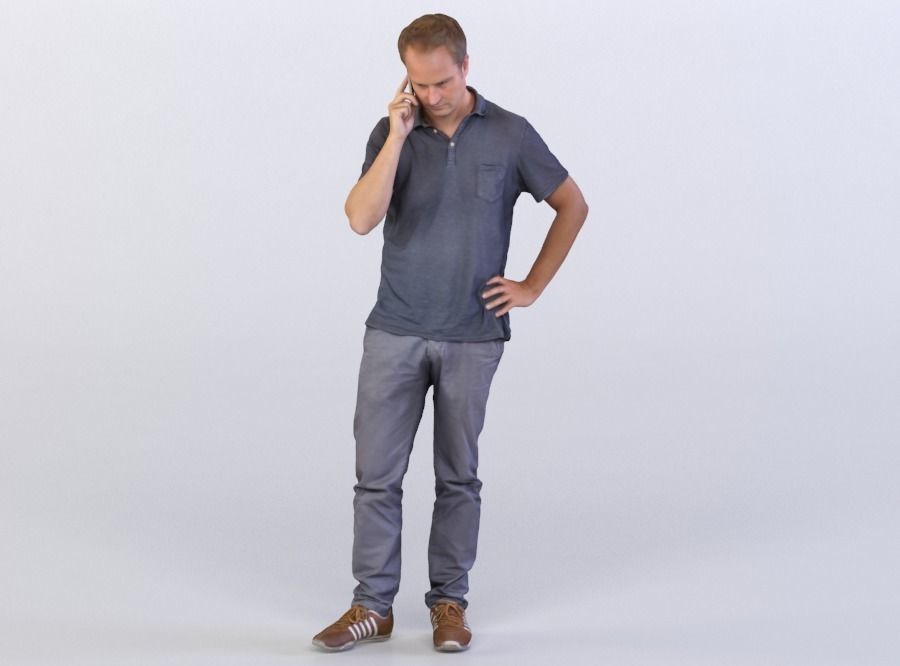 Max 0163 Man talking on a phone arm on the hip 3D model_0