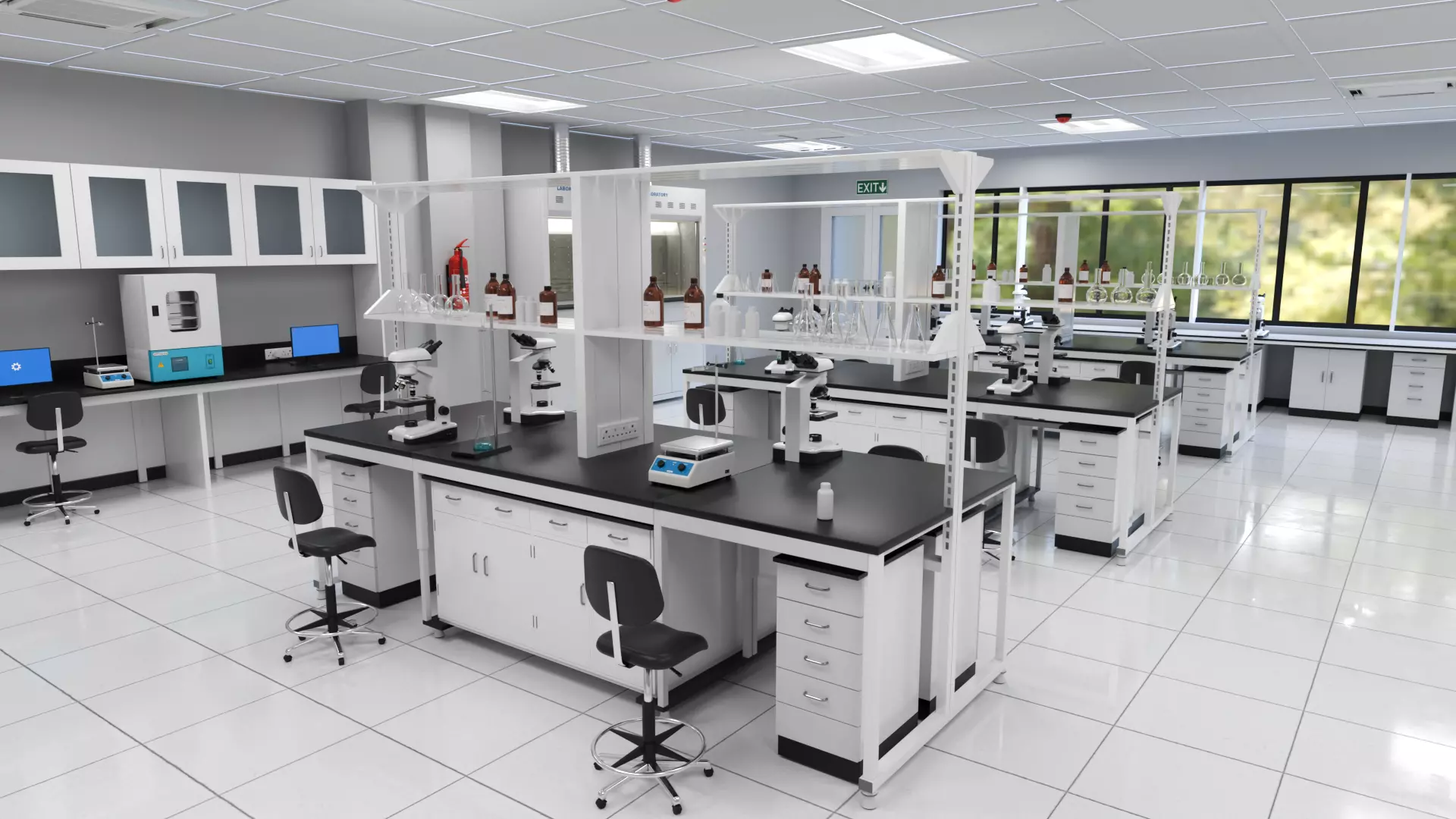 Science Laboratory 3D Low-poly 3D model_0