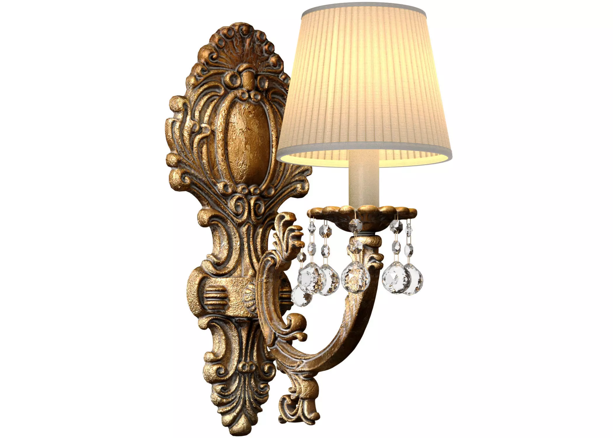 Classic style Antique bronze Wall Lamp Sconce with crystal 3D model