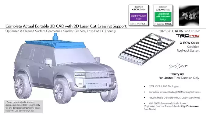 2025 TOYOTA Land Cruiser datamen X-BOW Ultra Adaptive Roof Rack