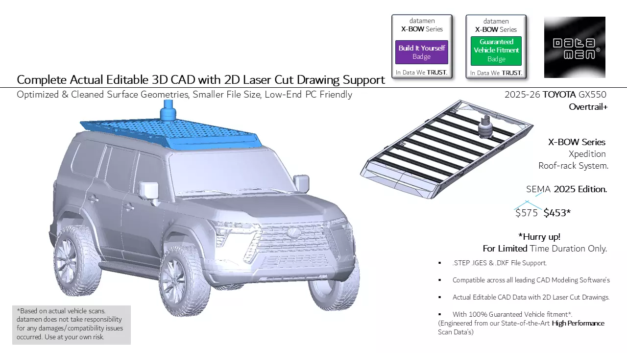 2025 TOYOTA Land Cruiser datamen X-BOW Ultra Adaptive Roof Rack 3D model_1