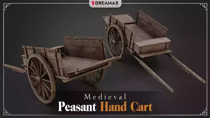 Medieval Peasant Hand Cart - Wooden Village Transport