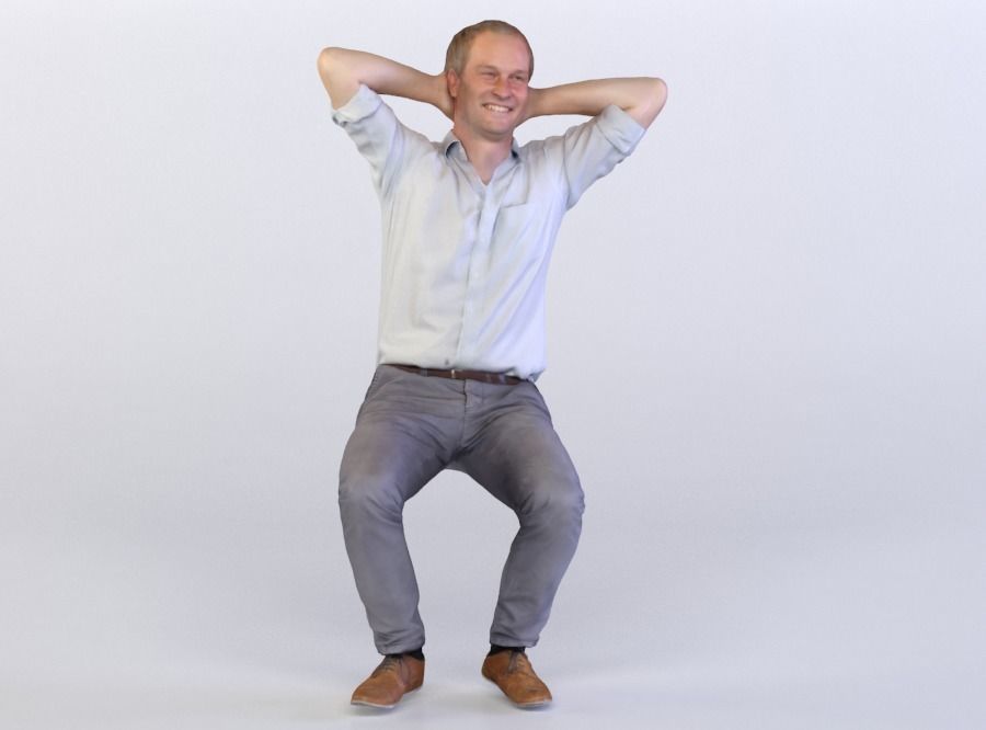 Max 0061 Man sitting arms behind head 3D model_0