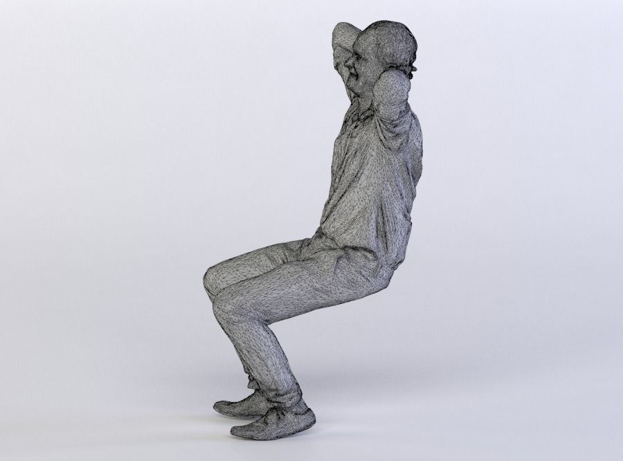 Max 0061 Man sitting arms behind head 3D model_5