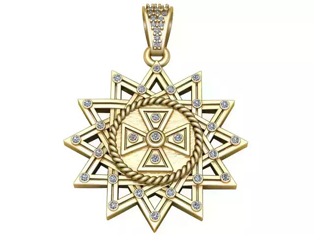 Star Pattern Cross Pendant 3D Printable Model